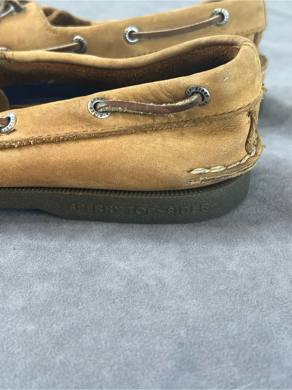 Sperry Tan/Light Brown Leather Moc Toe Boat Shoes